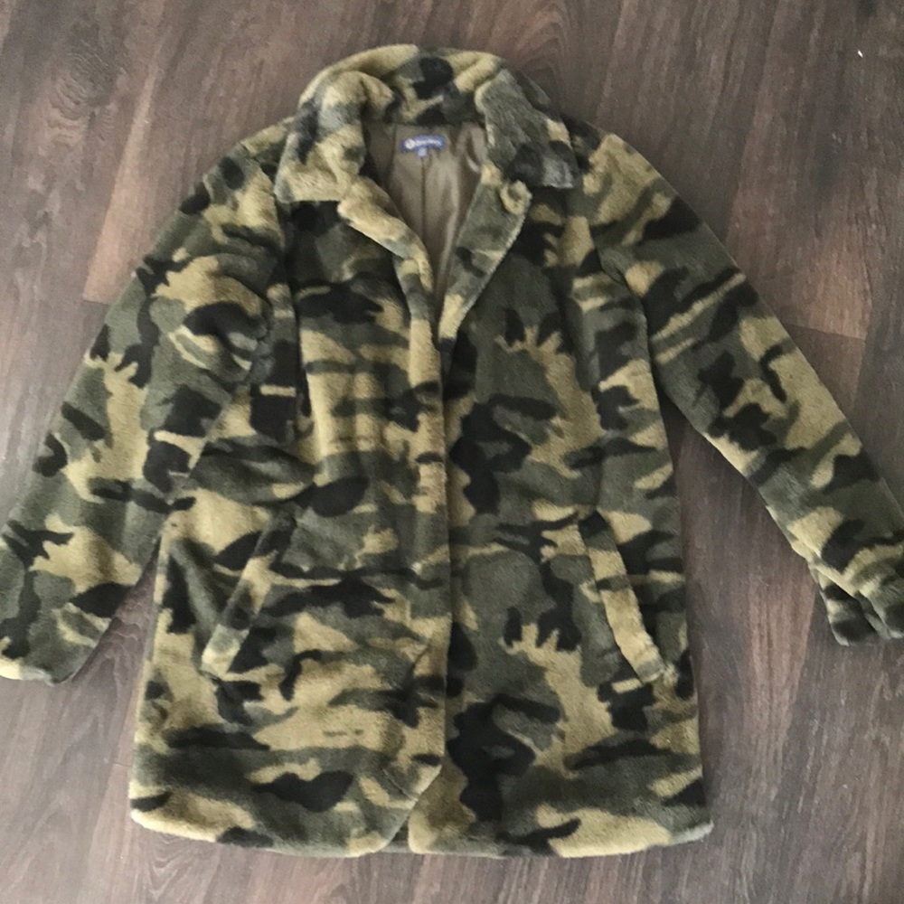 Democracy Camouflage Fur Jacket